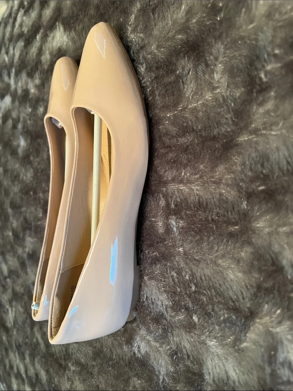 Nude Patent Pointed-Toe Women's Flats, size 7.5 - Picture 3 of 4